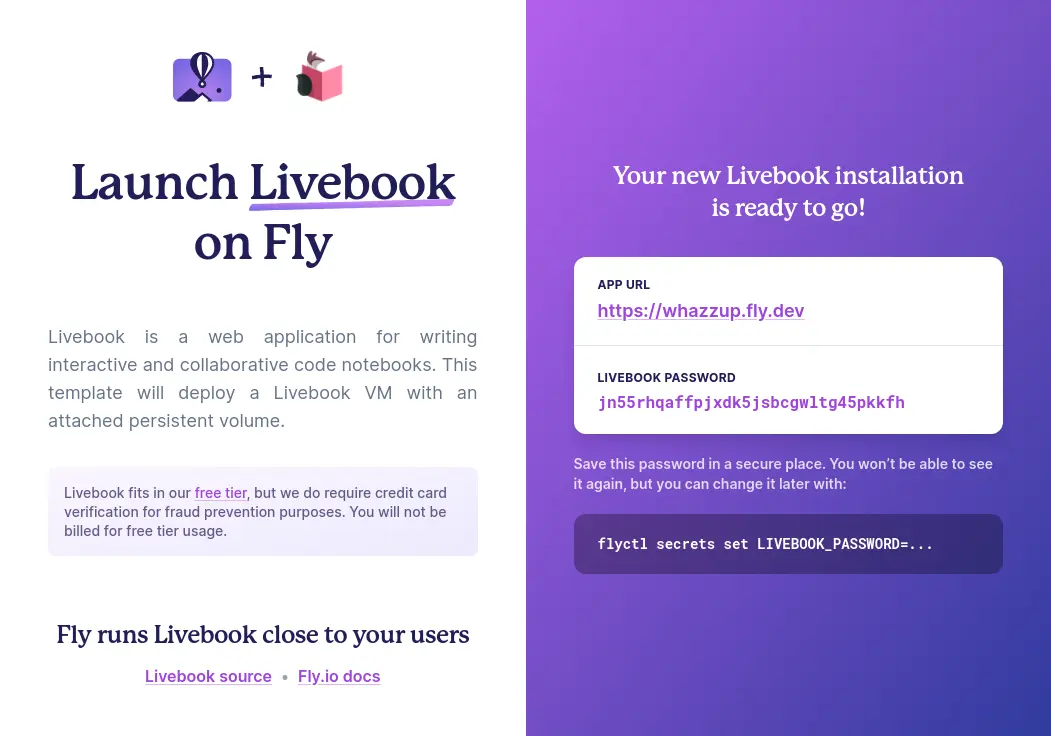 Livebook launcher deployment summary