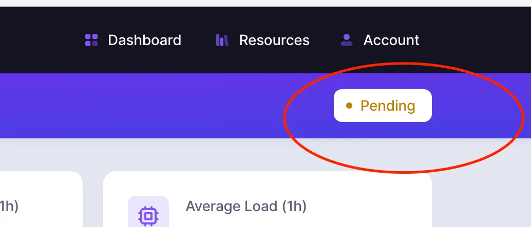 Screenshot of an app status badge on the dashboard