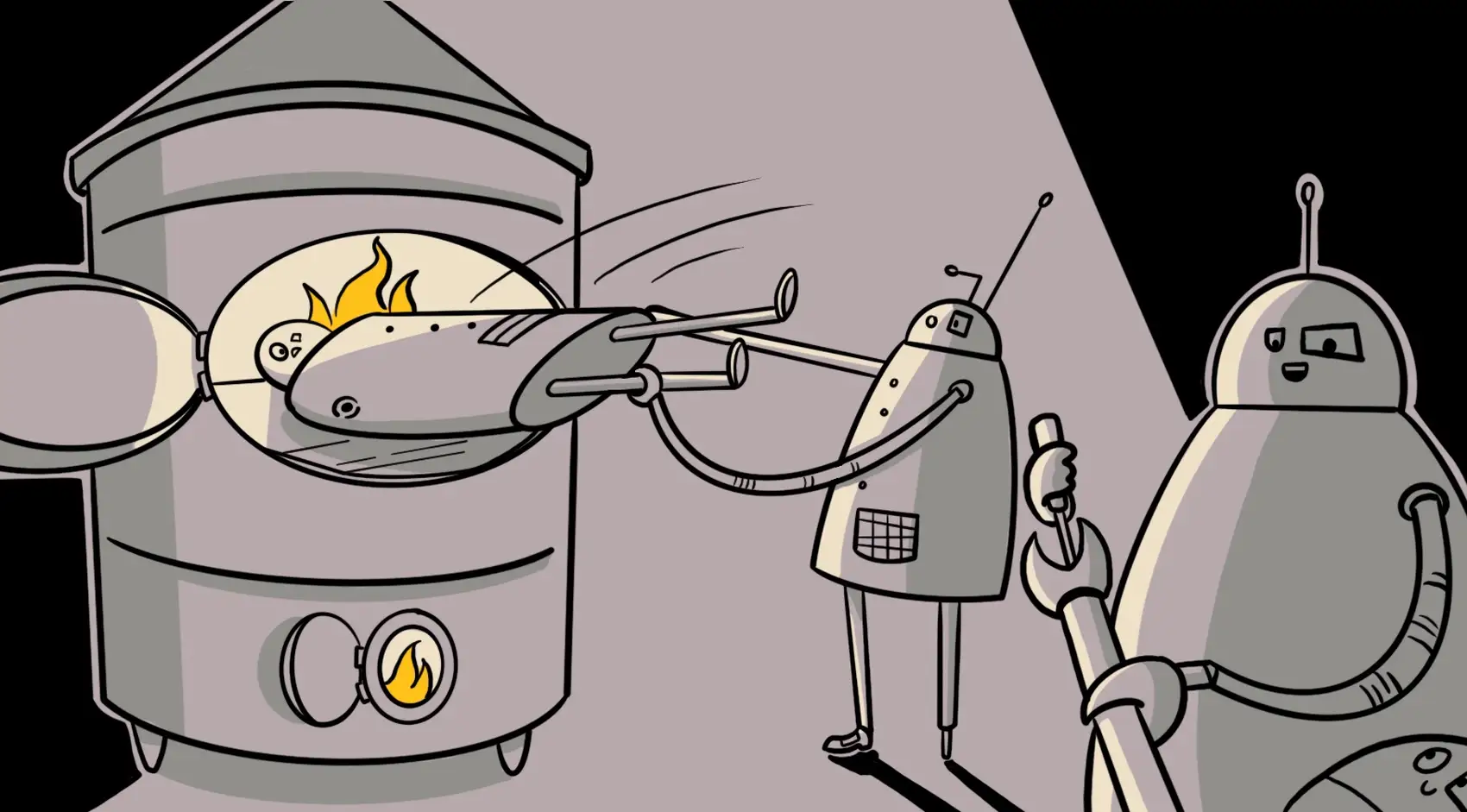 machines being created and incinerated