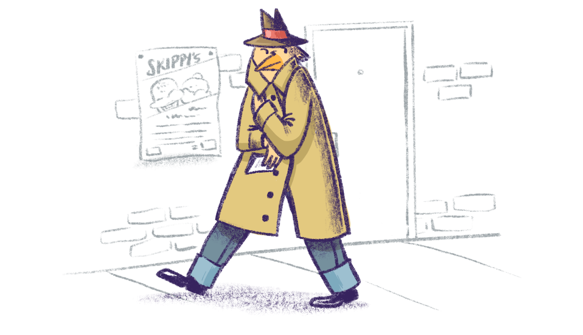 Illustration by Annie Ruygt of a bird hiding secrets